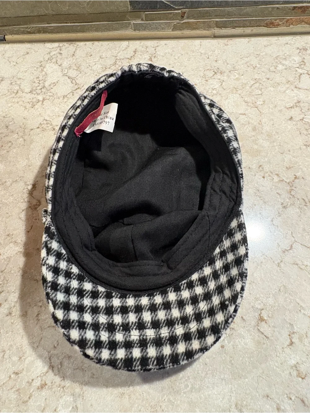2 Black & White Houndstooth Baker Boy Caps